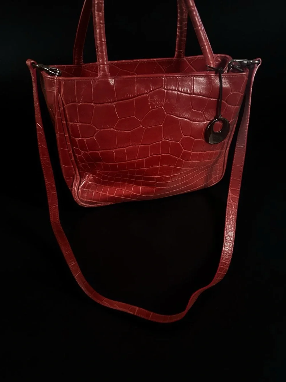 FURLA Croc-Embossed Crossbody
